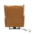 Poltrona reclinabile elettrica in vera pelle con porta USB – Set da 2, schienale alto con borchie