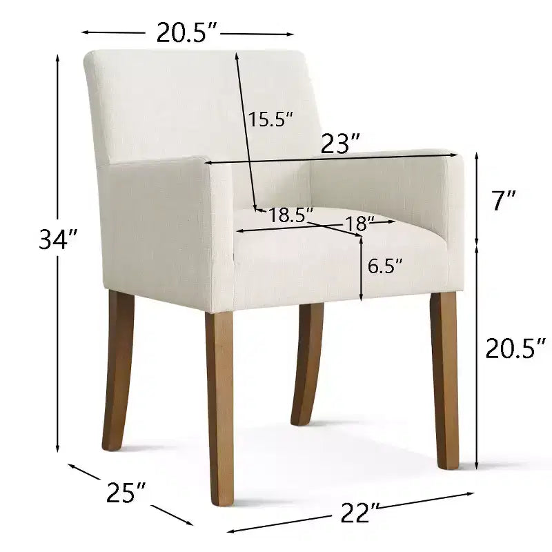 Set di 6 sedie da pranzo imbottite con braccioli, poltrone moderne in lino con gambe in legno, sedie occasionali per sala da pranzo, soggiorno - Panipeachy