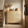 Karl Home Meuble à chaussures en rotin avec 2 tiroirs et 4 compartiments basculants en panneaux de particules 105 cm (L)