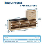 Panca scarpiera da ingresso in legno stile rustico con 4 cassetti a ribalta, scarpiera sottile salvaspazio, mobile scarpiera autoportante per ingresso e corridoio