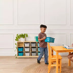 Mobile Cubby con vassoio e 15 contenitori frontali a paletta, 3x4, Arredamento per bambini