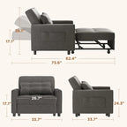 Divano letto trasformabile 3-in-1, Poltrona letto estraibile, Letto pieghevole convertibile per soggiorno