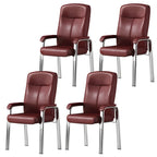 Sedia da ufficio HomeyFad moderna in pelle e metallo a 4 gambe con braccioli