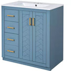 Mobile bagno singolo da 76 cm con lavabo, armadietto e 3 cassetti – Nero / Blu / Verde / Indaco / Bianco