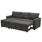 Divano componibile convertibile reversibile con letto estraibile, chaise longue con contenitore nascosto e gambe durevoli