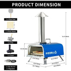 Forno per pizza da esterno multifuel per pizza con bruciatore a gas e contenitore per legna - 12 pollici
