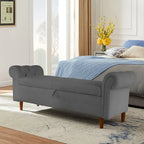 Banc de rangement pour chambre, bout de lit, accoudoirs roulés, canapé ottoman en velours, long banc