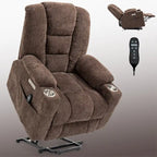 Poltrona Reclinabile Power Lift con Massaggio e Calore, Poltrone Reclinabili Larghe Imbottite Lazy Boy con USB, Porte Type C e 2 Portabicchieri in Acciaio