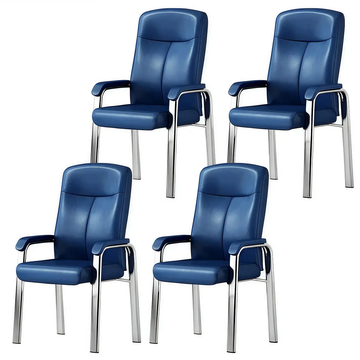 Sedia da ufficio HomeyFad moderna in pelle e metallo a 4 gambe con braccioli
