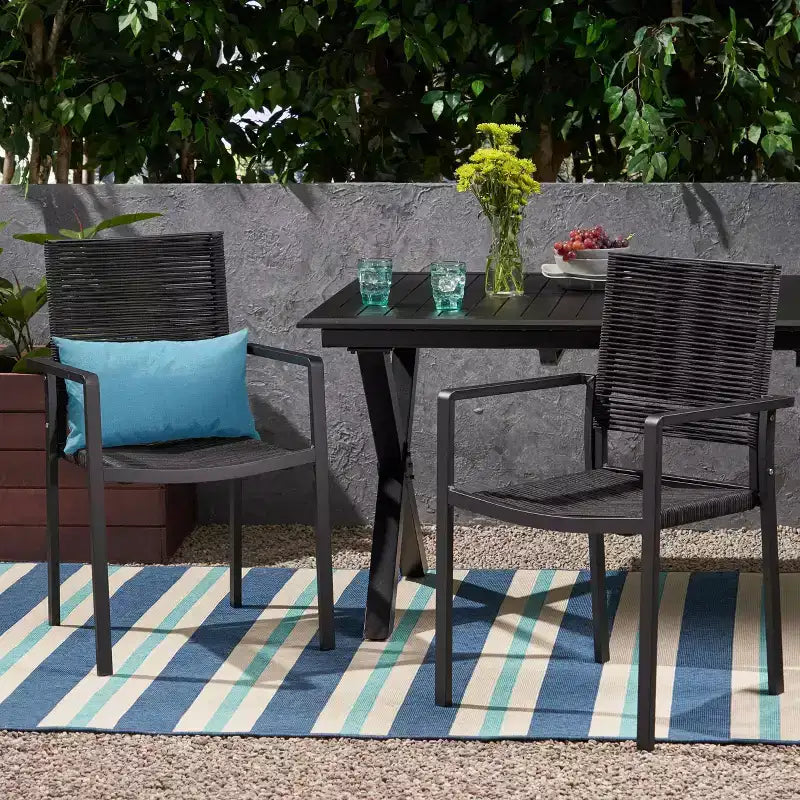 Sedia da pranzo Cape Coral 2 pz in alluminio con seduta in corda - Christopher Knight Home