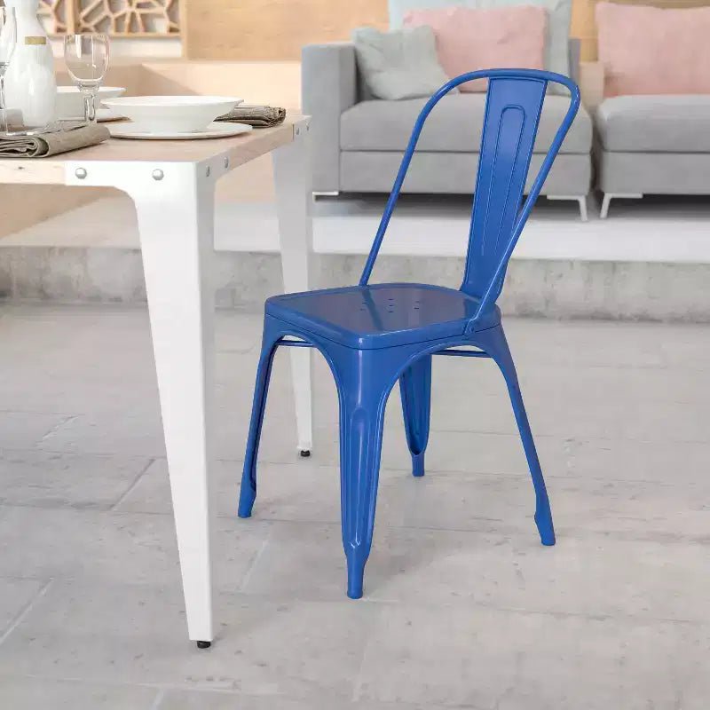 Chaise empilable Flash Furniture de qualité commerciale en métal pour l'intérieur et l'extérieur