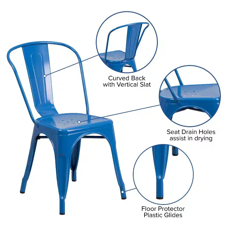 Chaise empilable Flash Furniture de qualité commerciale en métal pour l'intérieur et l'extérieur