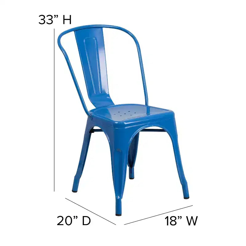 Chaise empilable Flash Furniture de qualité commerciale en métal pour l'intérieur et l'extérieur