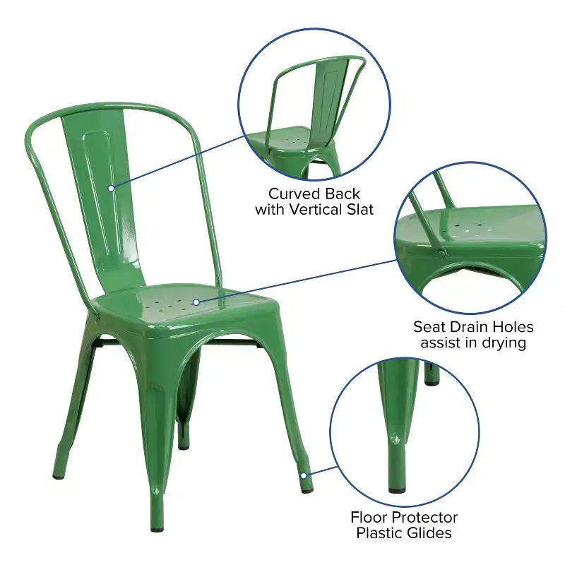 Chaise empilable Flash Furniture de qualité commerciale en métal pour l'intérieur et l'extérieur
