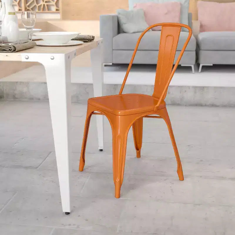 Chaise empilable Flash Furniture de qualité commerciale en métal pour l'intérieur et l'extérieur