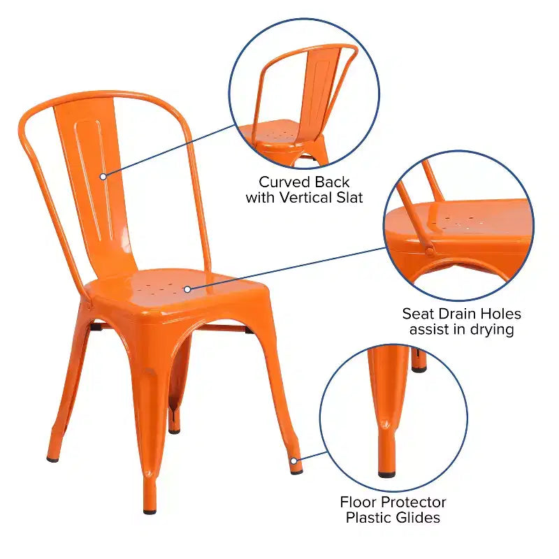 Chaise empilable Flash Furniture de qualité commerciale en métal pour l'intérieur et l'extérieur