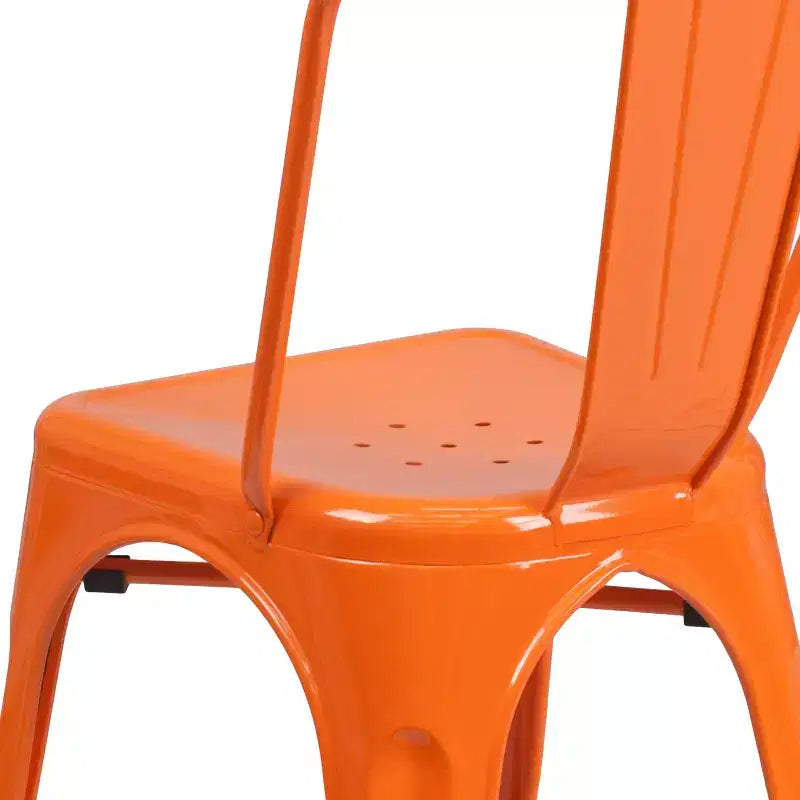 Chaise empilable Flash Furniture de qualité commerciale en métal pour l'intérieur et l'extérieur