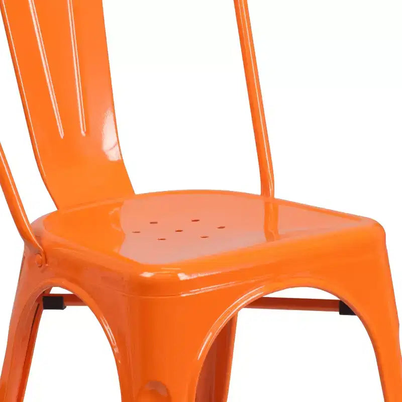 Chaise empilable Flash Furniture de qualité commerciale en métal pour l'intérieur et l'extérieur