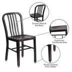 Sedia da interno/esterno in metallo di grado commerciale Flash Furniture