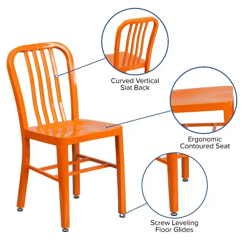 Sedia da interno/esterno in metallo di grado commerciale Flash Furniture