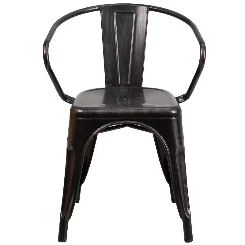 Chaise avec accoudoirs en métal de qualité commerciale Flash Furniture pour l'intérieur et l'extérieur