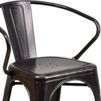 Chaise avec accoudoirs en métal de qualité commerciale Flash Furniture pour l'intérieur et l'extérieur
