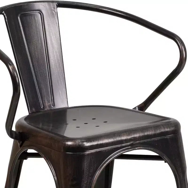 Chaise avec accoudoirs en métal de qualité commerciale Flash Furniture pour l'intérieur et l'extérieur