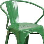 Chaise avec accoudoirs en métal de qualité commerciale Flash Furniture pour l'intérieur et l'extérieur