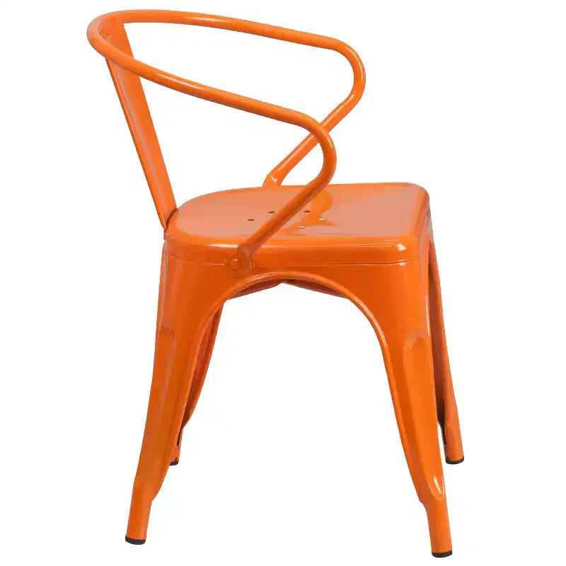 Chaise avec accoudoirs en métal de qualité commerciale Flash Furniture pour l'intérieur et l'extérieur
