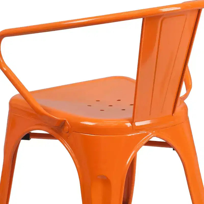 Chaise avec accoudoirs en métal de qualité commerciale Flash Furniture pour l'intérieur et l'extérieur
