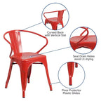 Chaise avec accoudoirs en métal de qualité commerciale Flash Furniture pour l'intérieur et l'extérieur