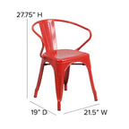 Chaise avec accoudoirs en métal de qualité commerciale Flash Furniture pour l'intérieur et l'extérieur