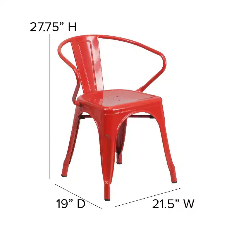 Chaise avec accoudoirs en métal de qualité commerciale Flash Furniture pour l'intérieur et l'extérieur