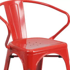 Chaise avec accoudoirs en métal de qualité commerciale Flash Furniture pour l'intérieur et l'extérieur