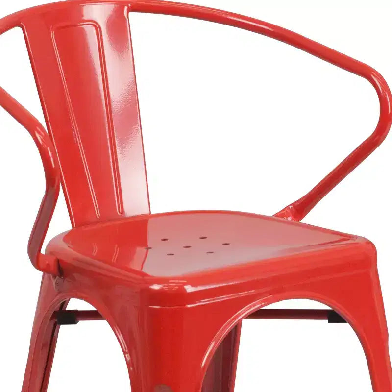 Chaise avec accoudoirs en métal de qualité commerciale Flash Furniture pour l'intérieur et l'extérieur