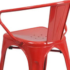 Chaise avec accoudoirs en métal de qualité commerciale Flash Furniture pour l'intérieur et l'extérieur