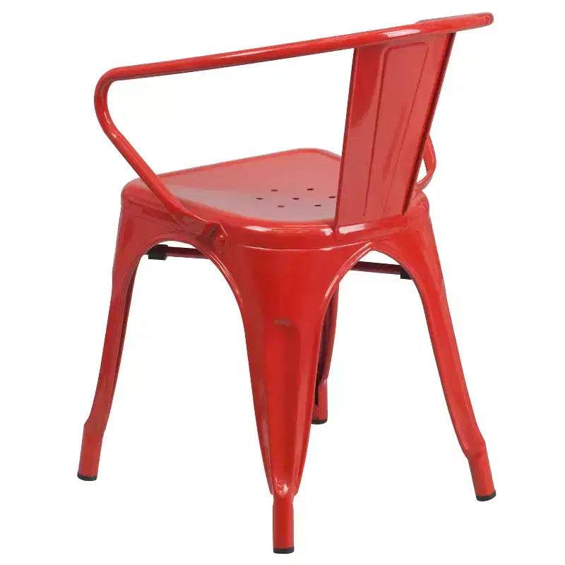 Chaise avec accoudoirs en métal de qualité commerciale Flash Furniture pour l'intérieur et l'extérieur