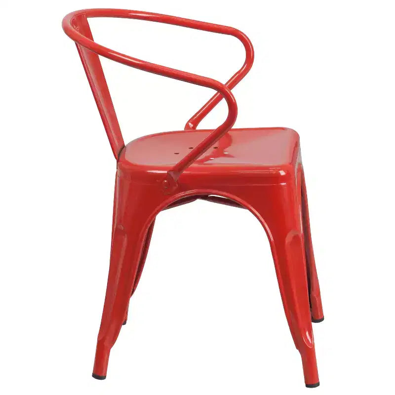 Chaise avec accoudoirs en métal de qualité commerciale Flash Furniture pour l'intérieur et l'extérieur