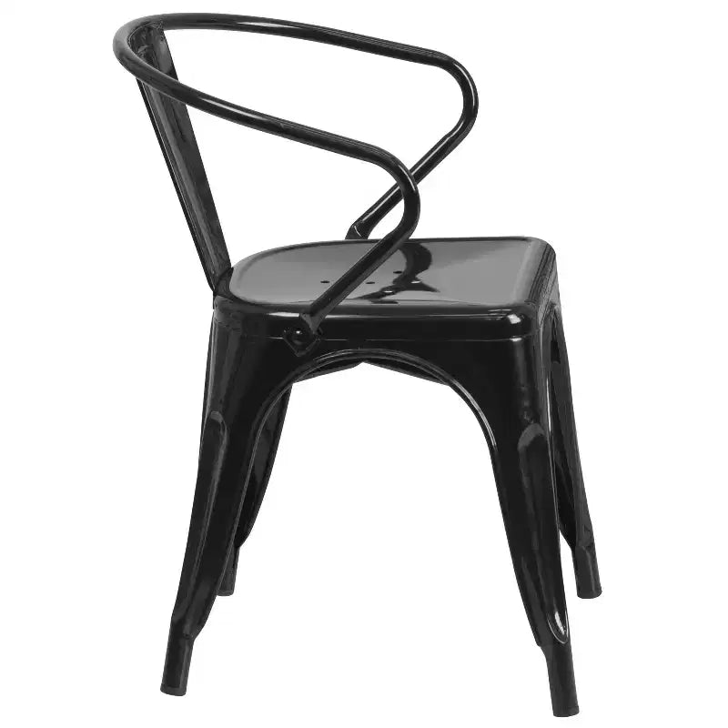 Chaise avec accoudoirs en métal de qualité commerciale Flash Furniture pour l'intérieur et l'extérieur