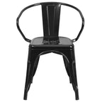 Chaise avec accoudoirs en métal de qualité commerciale Flash Furniture pour l'intérieur et l'extérieur