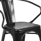 Chaise avec accoudoirs en métal de qualité commerciale Flash Furniture pour l'intérieur et l'extérieur