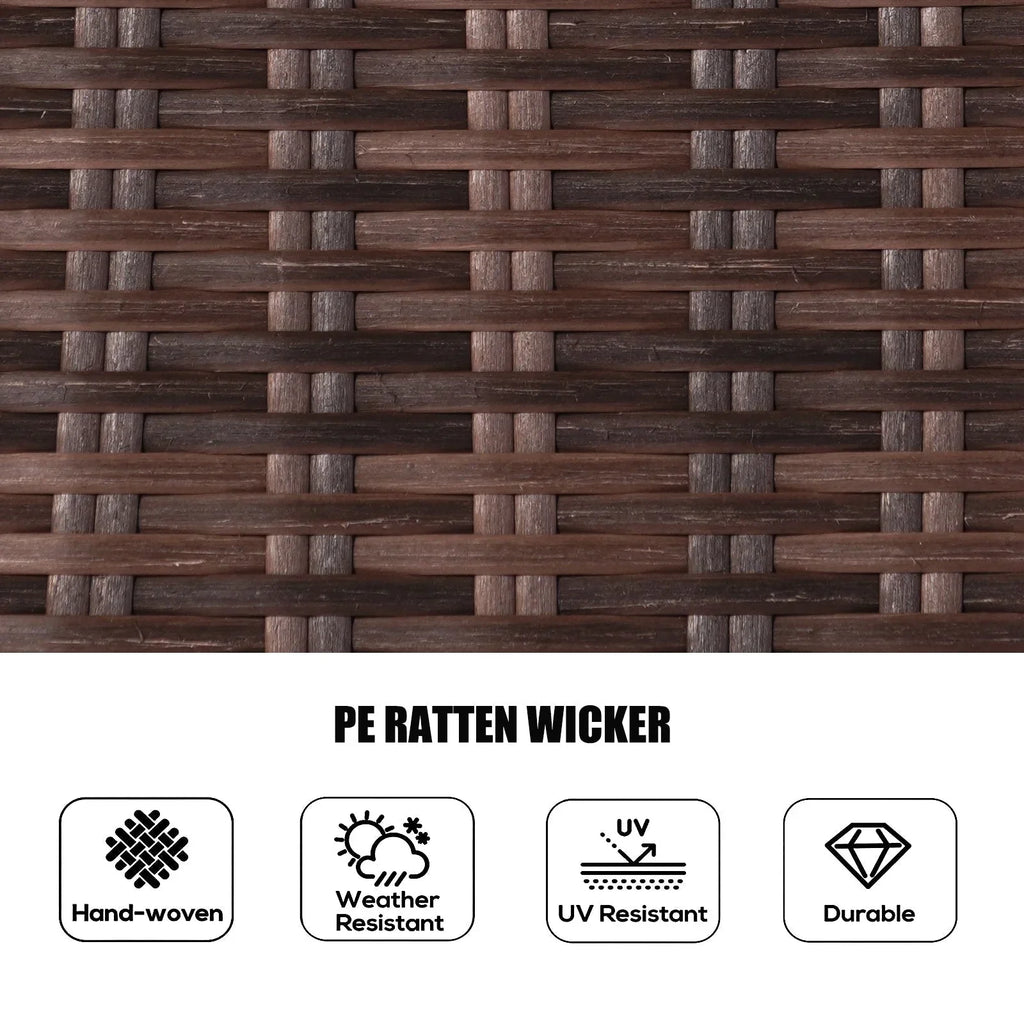 Set da pranzo rotondo da esterno in 7 pezzi in vimini di rattan con cuscini di Moda Furnishings