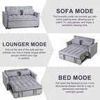 Moderno divano letto estraibile, divano letto 3-in-1 con schienale regolabile, divanetto in velluto, cuscini e tasche laterali