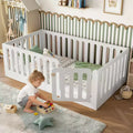 Letto Montessori Matrimoniale Bianco a Terra con Spondine e Porta – Legno Massello, 1 Bambino