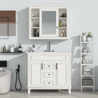 Mobile Bagno Moderno da 90cm con Lavabo Integrato e Specchiera, 2 Ante e 2 Cassetti