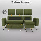 Divano Letto Estraibile 2 in 1 Dyonery con Chaise Longue Contenitore e USB, Divano Angolare in Velluto a Coste per Soggiorno