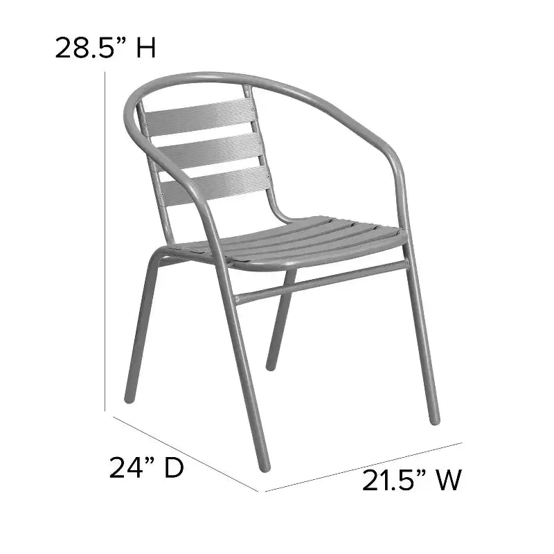 Chaise empilable de restaurant en métal Lila Flash Furniture avec lattes en aluminium