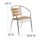 Flash Furniture Sedia impilabile da ristorante per interni-esterni in alluminio commerciale con schienale a tre listelli in finto teak
