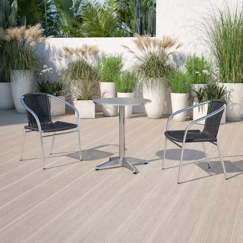 Sedia impilabile da ristorante Flash Furniture in alluminio e rattan per interni ed esterni ad uso commerciale