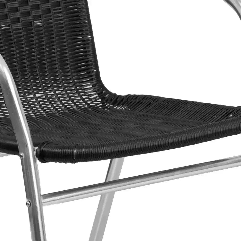 Sedia impilabile da ristorante Flash Furniture in alluminio e rattan per interni ed esterni ad uso commerciale